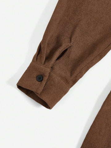 Drop Shoulder Corduroy Jacket & Skirt