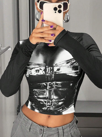 Graphic Print Crop Tee