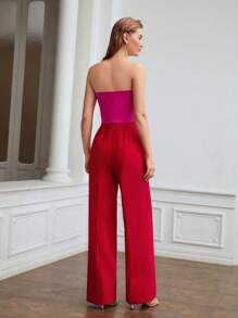 MOTF PREMIUM TWO TONE NOTCHED JUMPSUIT WITHOUT CHAIN
