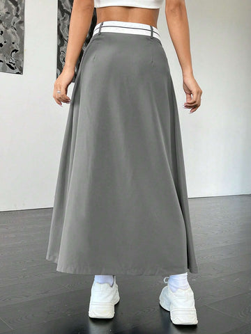 EZwear Solid Pleated Skirt