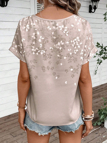 Floral Print Batwing Sleeve Blouse