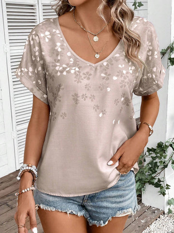 Floral Print Batwing Sleeve Blouse