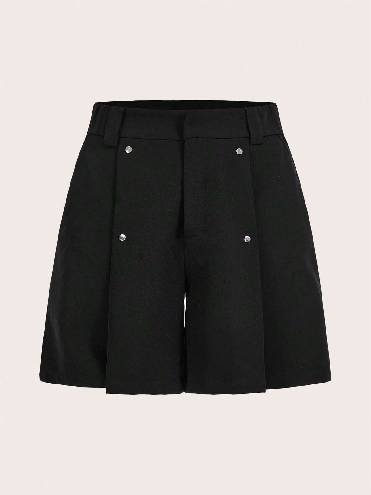 Solid Button Detail Shorts