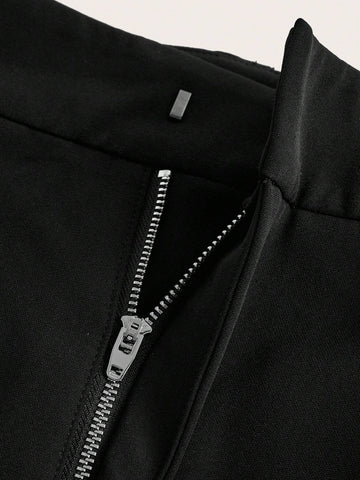 Solid Button Detail Shorts