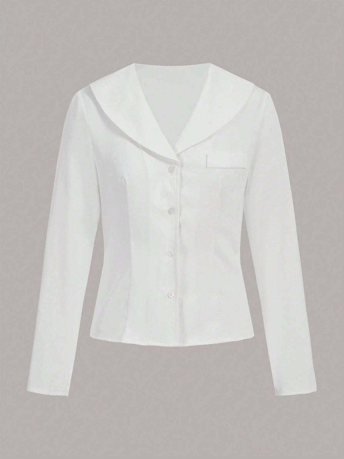 Solid Button Front Shirt