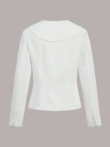 Solid Button Front Shirt