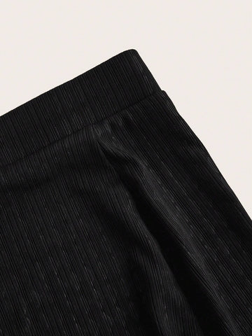 Asymmetrical Neck Crop Top & Split Thigh Skirt