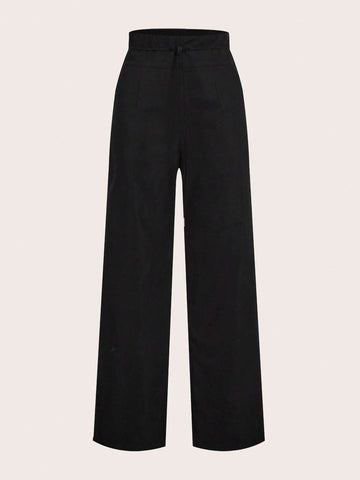 Solid Drawstring Waist Pants