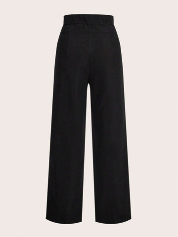 Solid Drawstring Waist Pants