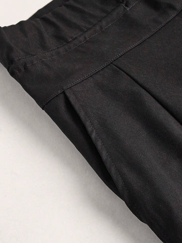 Solid Drawstring Waist Pants