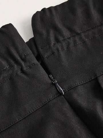 Solid Drawstring Waist Pants