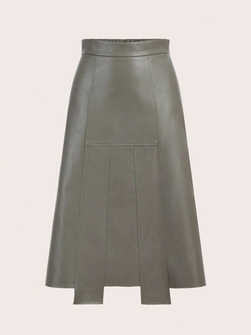 Asymmetrical Hem PU Leather Skirt