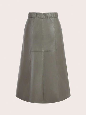 Asymmetrical Hem PU Leather Skirt