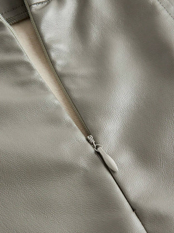 Asymmetrical Hem PU Leather Skirt