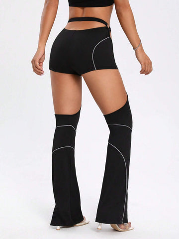 ICON Reflective Tape Cut Out Flare Leg Pants