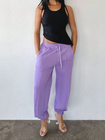 Drawstring Waist Slant Pocket Sweatpants