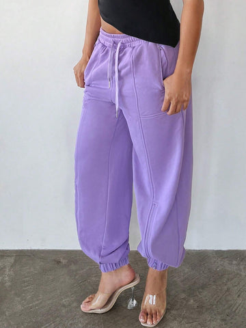 Drawstring Waist Slant Pocket Sweatpants