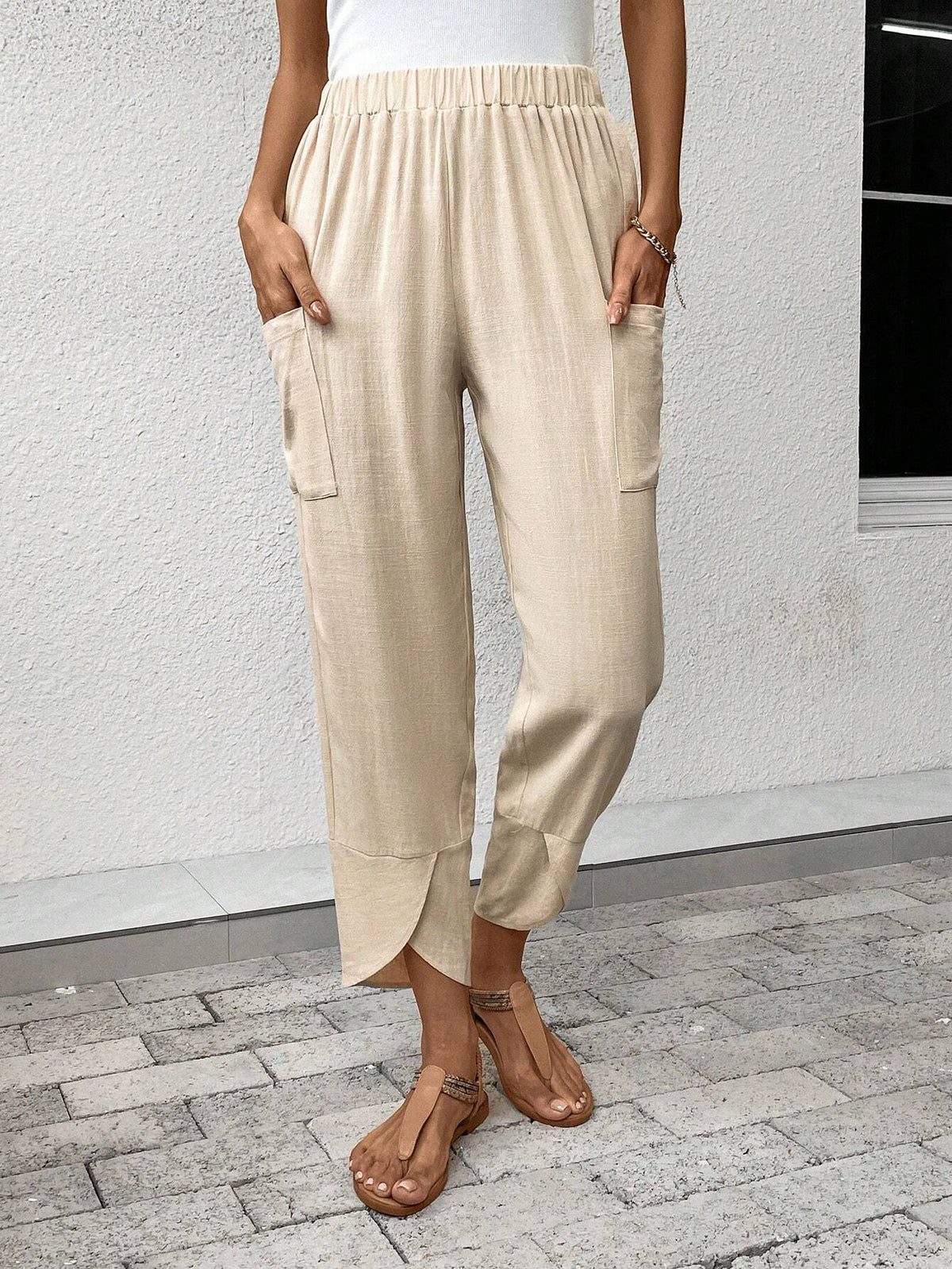 Dual Pocket Tulip Hem Pants