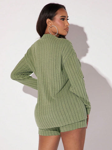 Solid Cami Romper & Open Front Coat