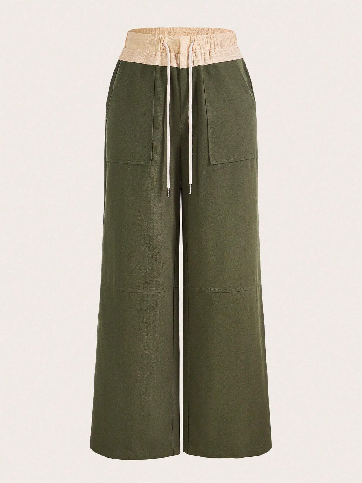 Colorblock Drawstring Waist Straight Leg Pants