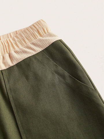 Colorblock Drawstring Waist Straight Leg Pants
