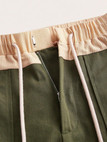 Colorblock Drawstring Waist Straight Leg Pants