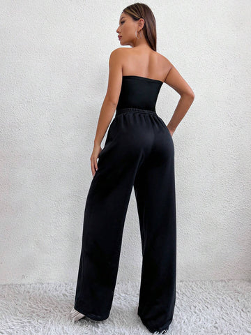 Solid Tube Bodysuit & Drawstring Waist Pants