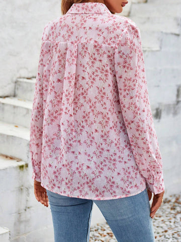 Ditsy Floral Print Button Front Shirt