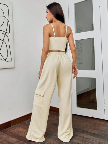 Solid Cami Top & Slant Pocket Pants