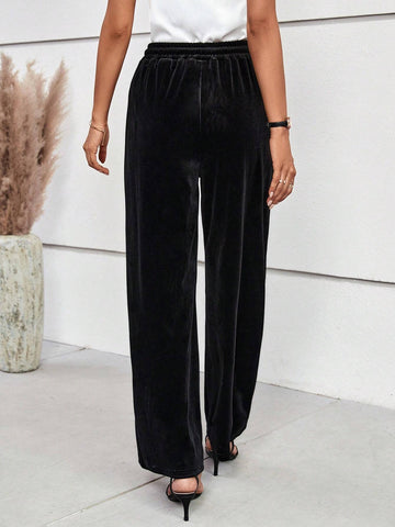 Drawstring Waist Slant Pocket Pants