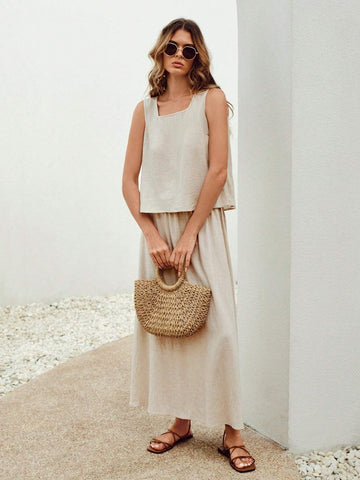 Solid Tank Top & Skirt