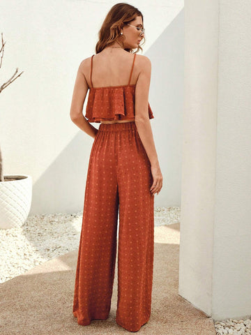 Swiss Dot Cami Top & Wide Leg Pants