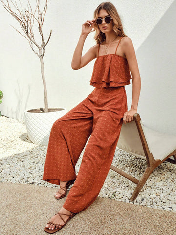 Swiss Dot Cami Top & Wide Leg Pants