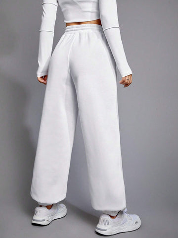 EZwear Solid Drawstring Waist Sweatpants