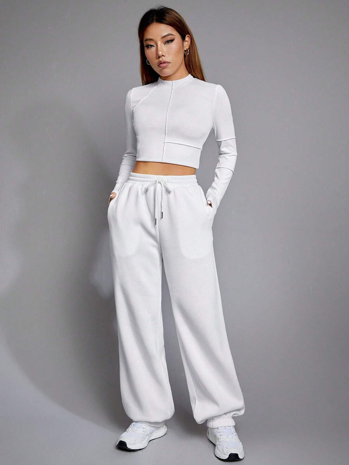 EZwear Solid Drawstring Waist Sweatpants