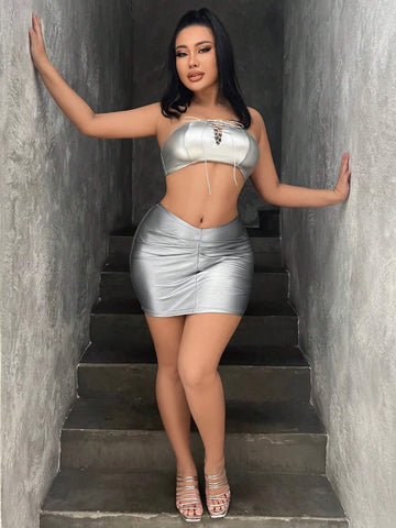 SXY Solid Bodycon Skirt