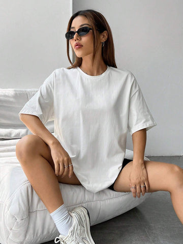 Building & Slogan Graphic Drop Shoulder Tee