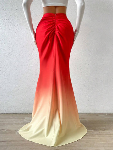 Unity Ombre Ruched Mermaid Hem Skirt