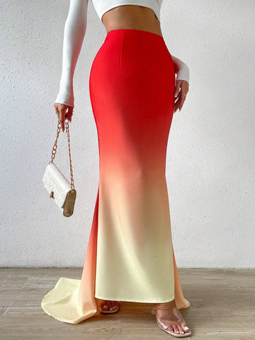 Unity Ombre Ruched Mermaid Hem Skirt