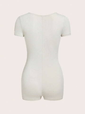Sweetheart Neck Ruched Bust Unitard Romper