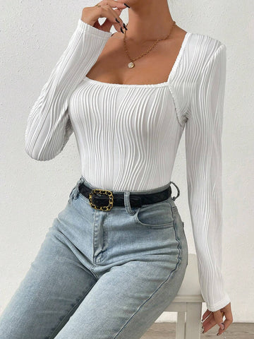 Solid Square Neck Bodysuit