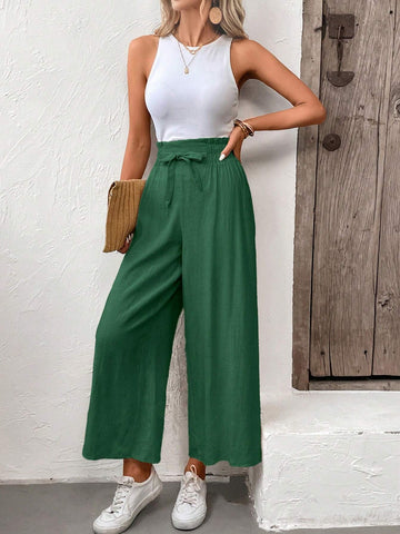 Frenchy Paperbag Waist Belted Wide Leg Pants