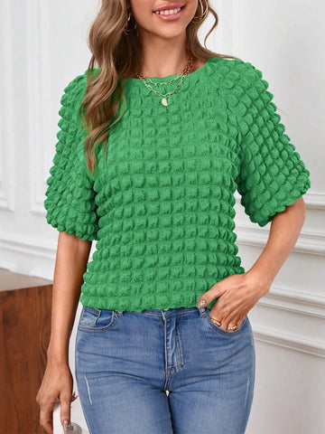 Solid Raglan Sleeve Blouse