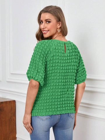 Solid Raglan Sleeve Blouse