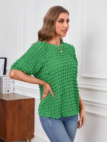 Solid Raglan Sleeve Blouse