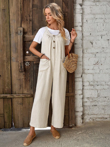 EMERY ROSE Dual Pocket Overall Jumpsuit Without Tee