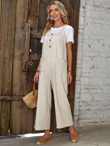 EMERY ROSE Dual Pocket Overall Jumpsuit Without Tee