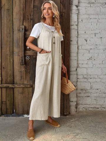 EMERY ROSE Dual Pocket Overall Jumpsuit Without Tee