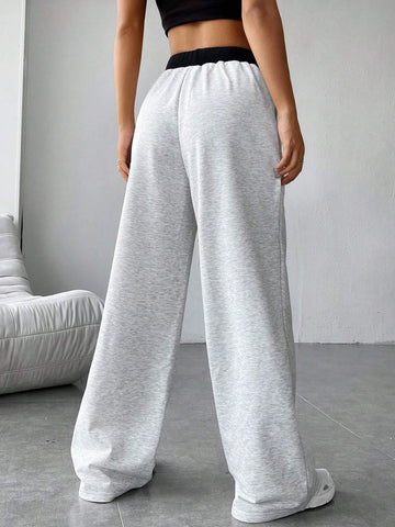 EZwear Letter Graphic Drawstring Waist Sweatpants