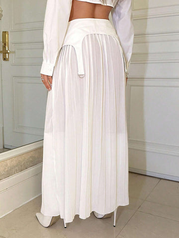 ICON Lace Up Front Pleated Skirt